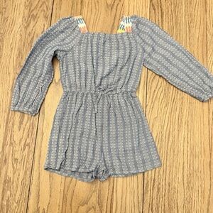Art Class Blue Patterned Long Sleeve Jumpsuit Sz 2T. BOHO CHIC BI
